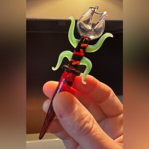Blown Glass flower Stake✨